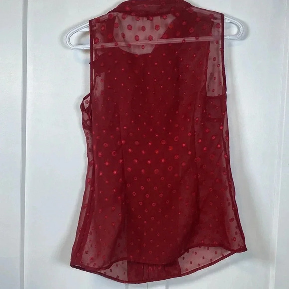 💚 Banana Republic Red Sleeveless Tie Front Blouse - 4P - Picture 4 of 4